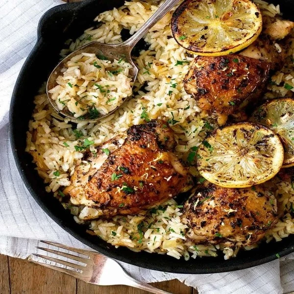 One Pot Greek Chicken & Lemon Rice Recipe